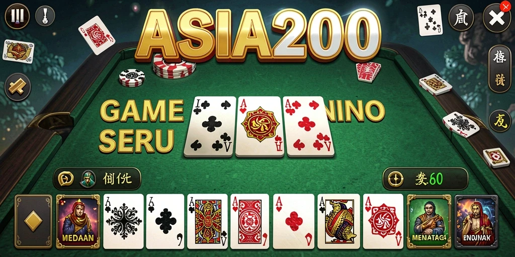 Screenshot utama ASIA200 menampilkan gameplay domino yang seru dan interaktif.
