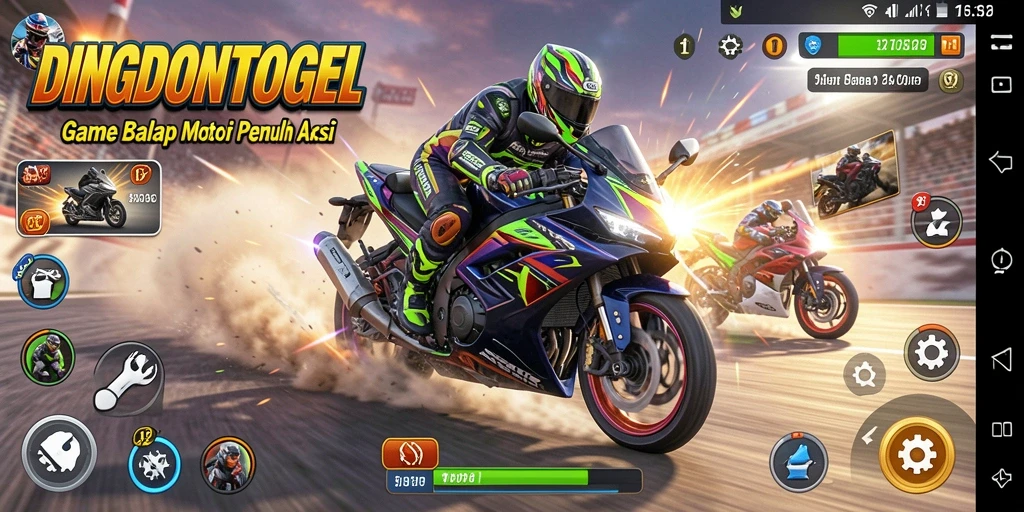 Screenshot gameplay DINGDONGTOGEL menampilkan aksi balapan mendebarkan.