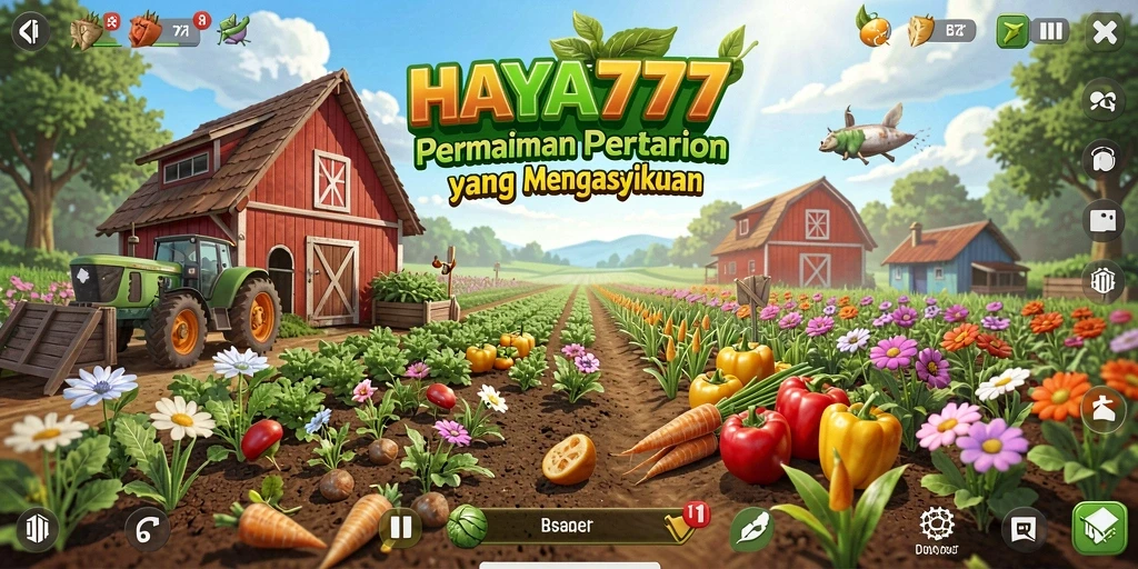 Tampilan gameplay yang menarik dalam HAYA777, menunjukkan proses pertanian.