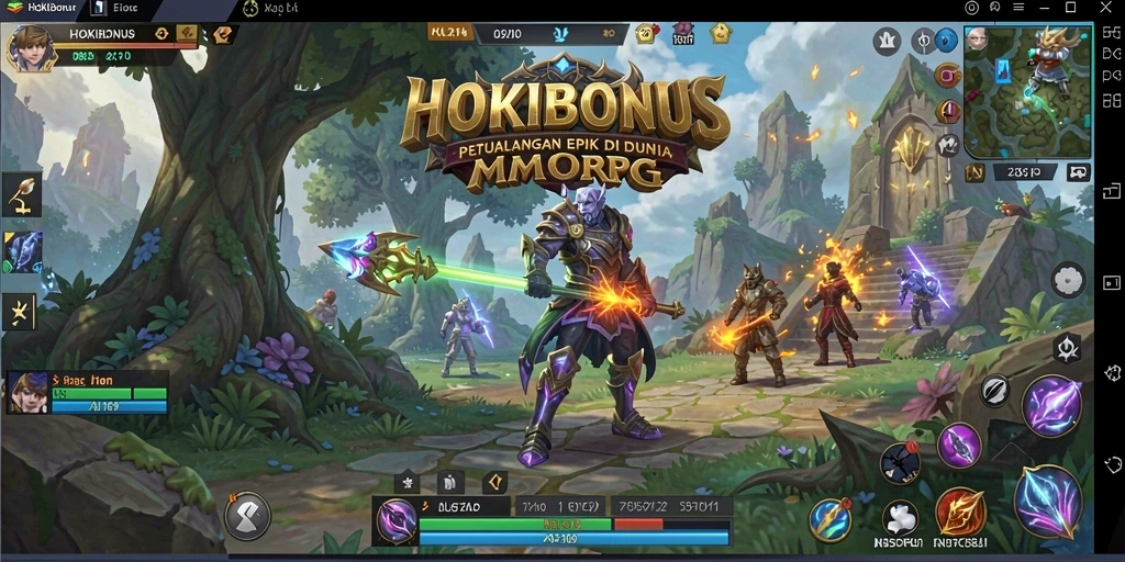 Tangkapan layar menampilkan aksi seru dalam HOKIBONUS MMORPG.