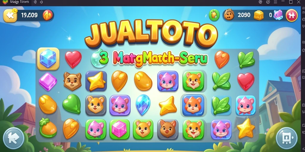 Tampilan gameplay JUALTOTO yang menarik dengan elemen Match-3.