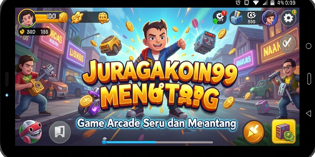Tampilan gameplay seru dalam JURAGANKOIN99 dengan elemen Arcade yang menarik.