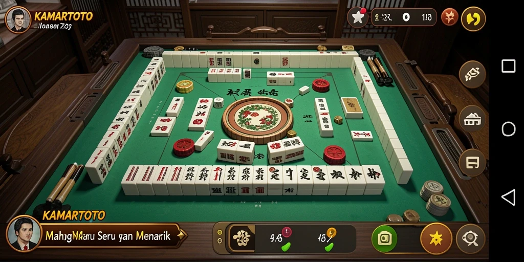 Tampilan gameplay menarik dari KAMARTOTO dengan ubin Mahjong yang berwarna-warni.