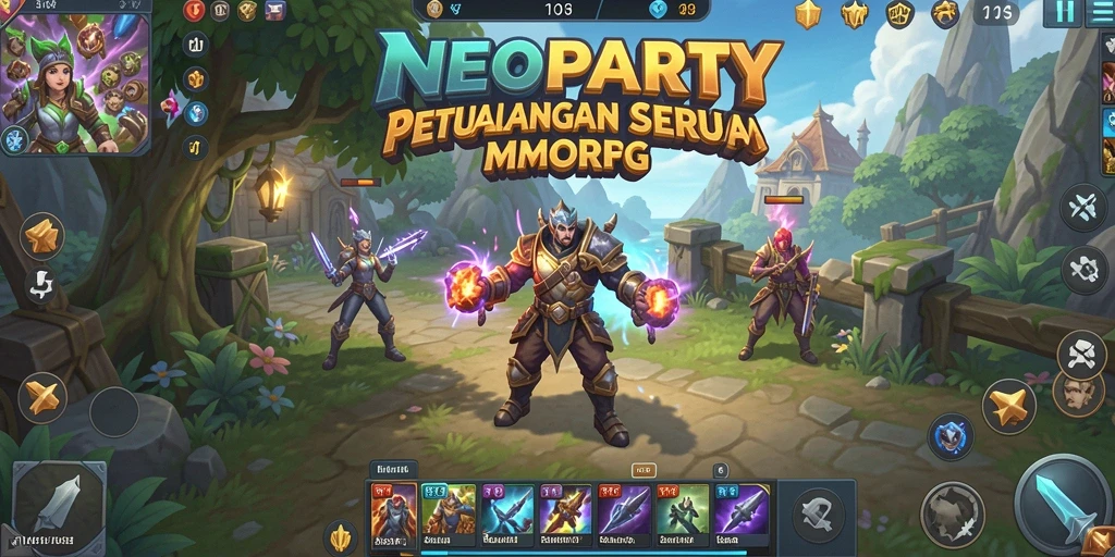Tampilan seru gameplay NEOPARTY dalam dunia MMORPG.