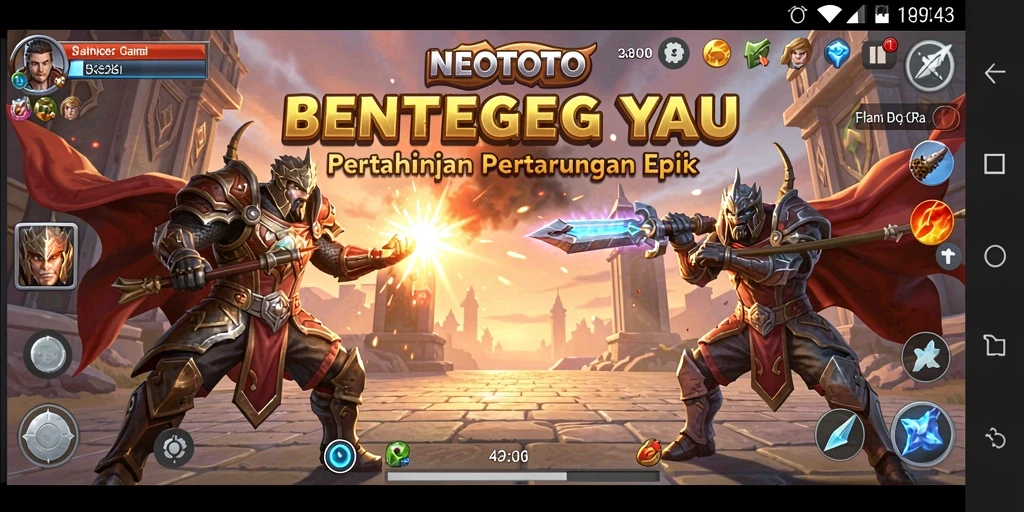 Gameplay seru NEOTOTO dalam pertarungan Tower Defense.