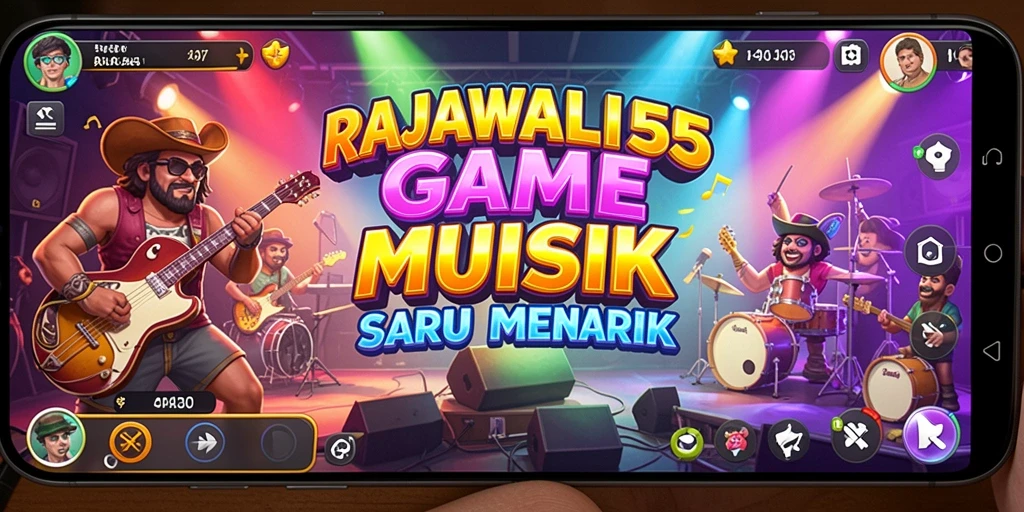 Screenshot utama RAJAWALI55 menampilkan gameplay musik yang seru.