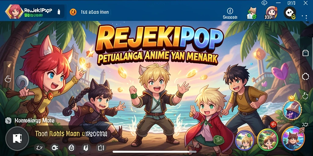 Tampilan gameplay menarik dari REJEKIPOP dengan karakter anime ikonik.