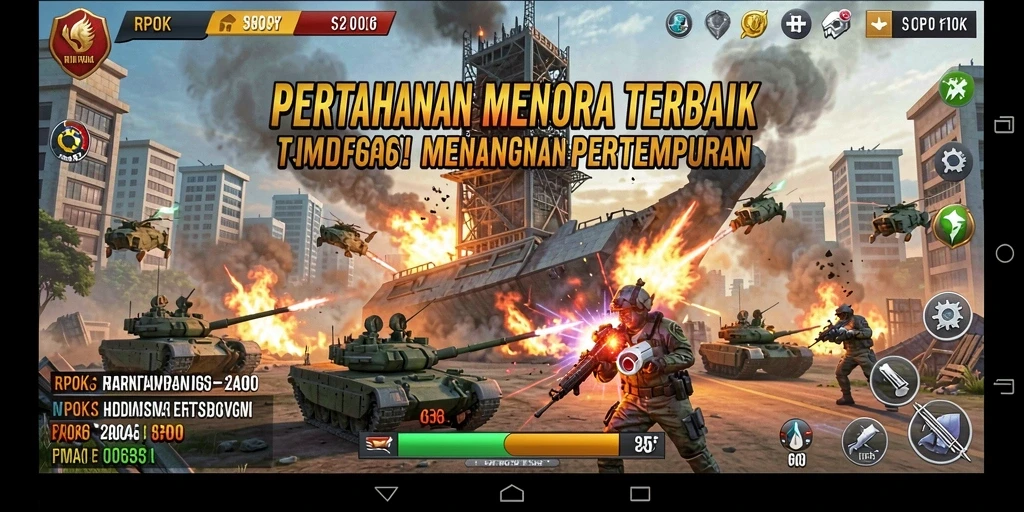 Tampilan gameplay RPOK yang menegangkan dalam pertempuran Tower Defense.