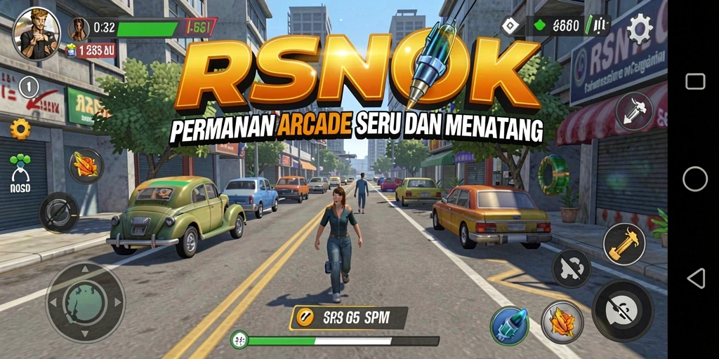 Screenshot utama RSNOK menampilkan aksi gameplay yang menarik dan penuh tantangan.