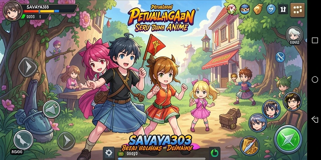 Tampilan gameplay yang seru dan karakter anime yang menarik.