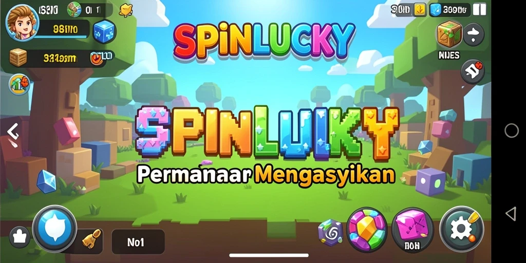 Tampilan gameplay SPINLUCKY dengan teka-teki menarik dan grafis yang cerah.