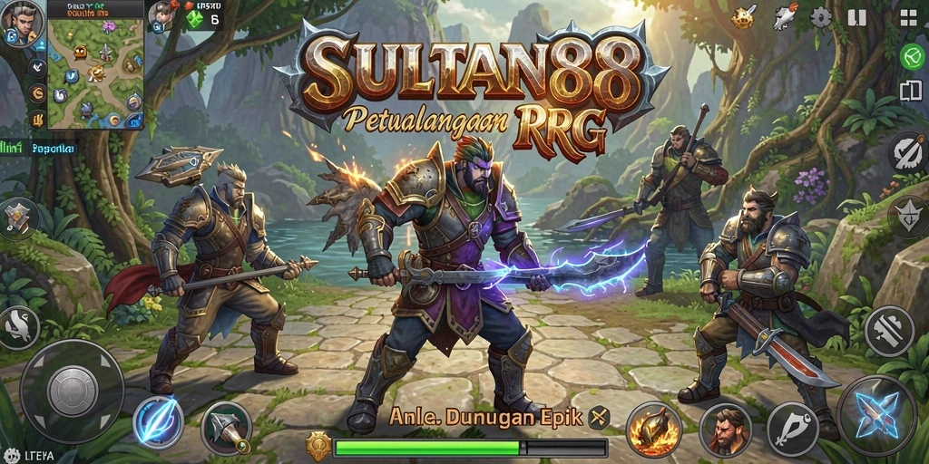 Tampilan aksi pertempuran seru dalam SULTAN88 dengan karakter yang berjuang melawan musuh.