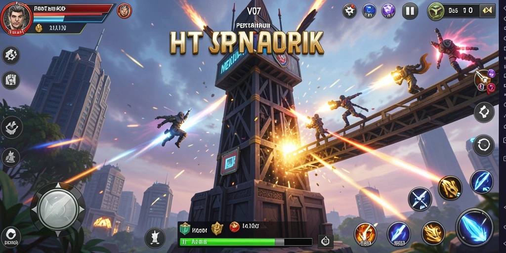 Screenshot utama V07 menampilkan aksi pertahanan yang mendebarkan.