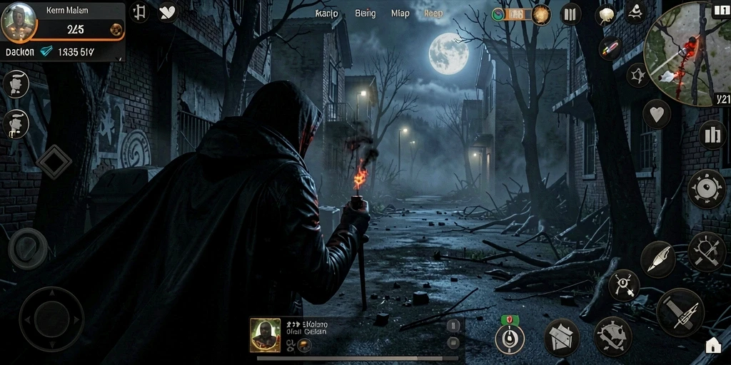 Tampilan gameplay mencekam di dunia gelap V21